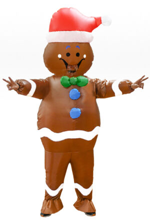 Opblaasbaar Kostuum Gingerbread Man Opblaas Pak Peperkoek Pop Kerst