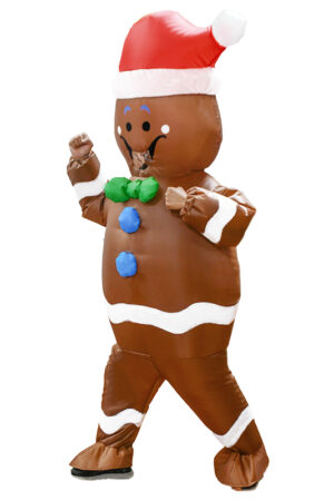 Opblaasbaar Kostuum Gingerbread Man Opblaas Pak Peperkoek Pop Kerst 2