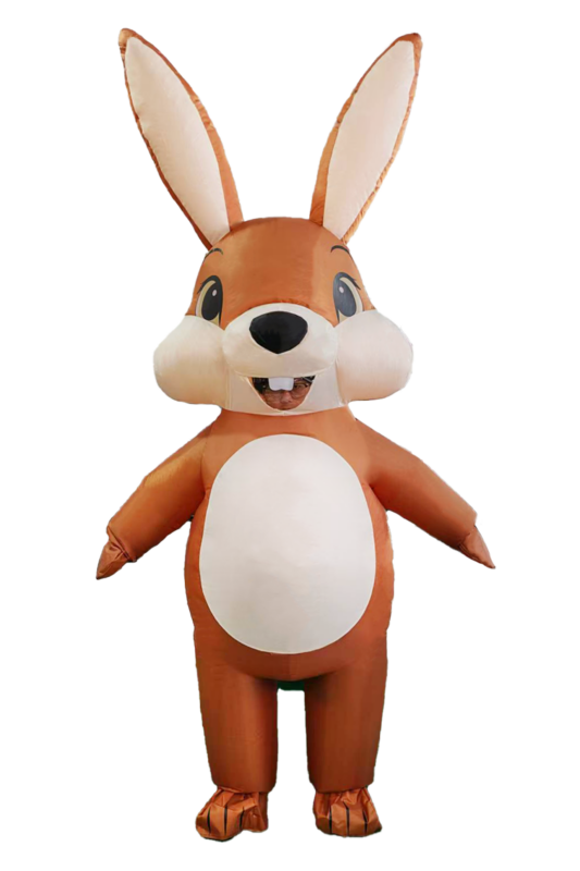 Opblaasbaar Kostuum Kinderen Konijn Bruin Pak Opblaas Paashaas Mascotte