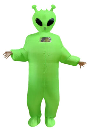 Opblaasbaar Kostuum Lange Groene Alien Opblaas Pak Mascotte Alienpak Volwassenen1