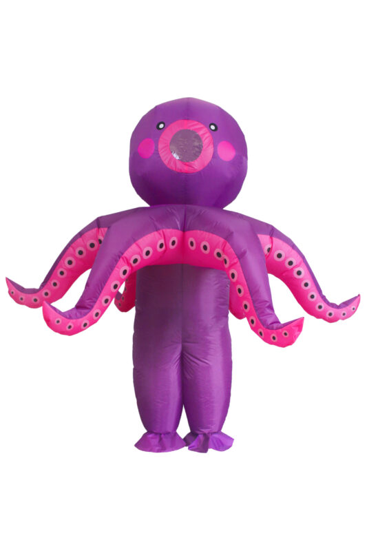 Opblaasbaar Kostuum Octopus Paars Opblaas Pak Inktvis Oceaan
