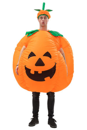 Opblaasbaar Kostuum Pompoen Oranje Opblaas Pak Mascotte Pumpkin Halloween