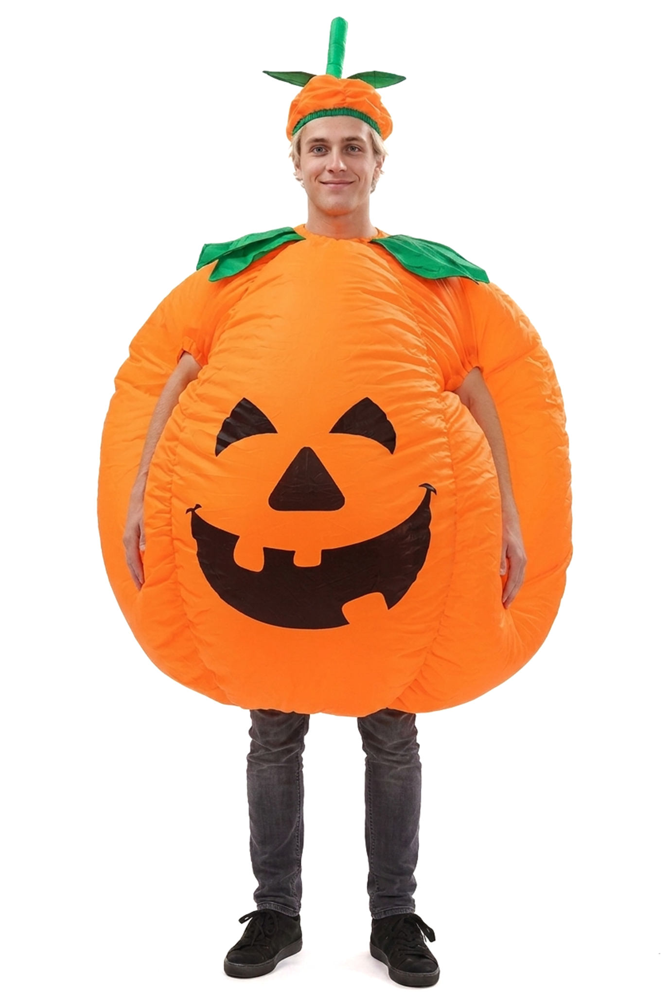 Opblaasbaar Kostuum Pompoen Oranje Opblaas Pak Mascotte Pumpkin Halloween