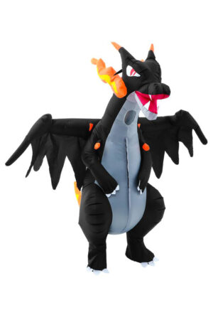 Opblaasbaar Kostuum Zwarte Draak Opblaas Pak Mascotte Drakenpak Halloween