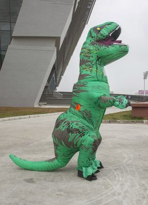 Opblaasbaar T-rex kostuum dino pak groen