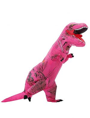 Opblaasbaar T-rex kostuum dino pak roze Jurassic World™
