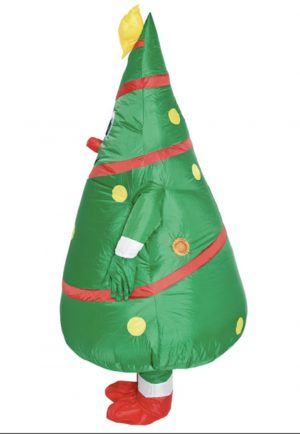 Opblaasbaar kerstboom kostuum kerstmis pak