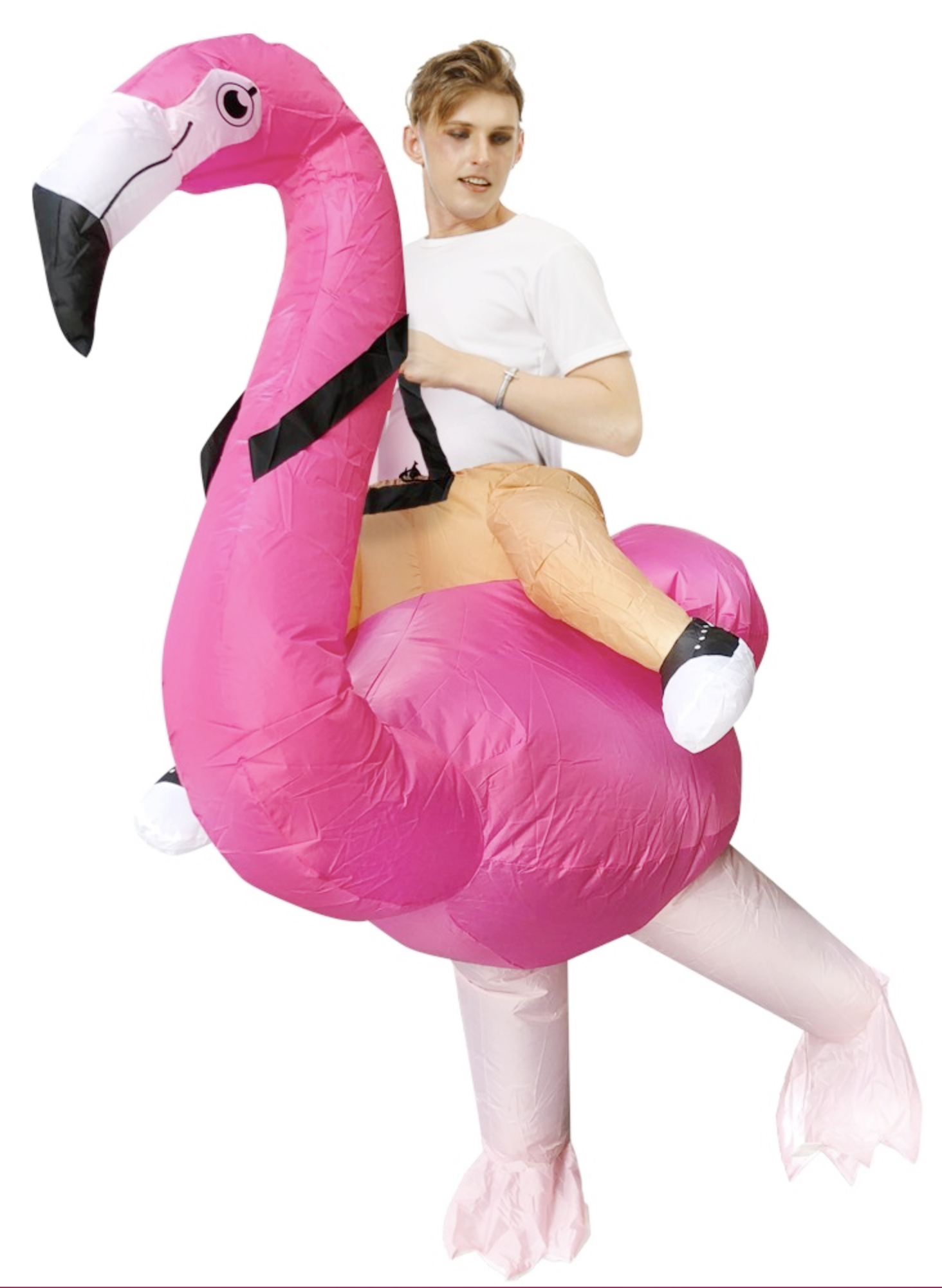 Kan niet stil Detecteren Opblaasbaar rijdend op flamingo kostuum roze safari kopen? FeestinjeBeest.nl