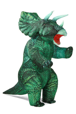 Opblaasbaar triceratops pak dinosaurus kostuum groen