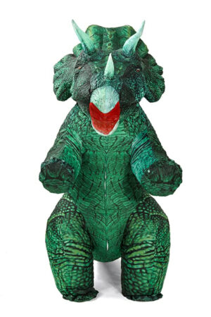 Opblaasbaar triceratops pak dinosaurus kostuum groen