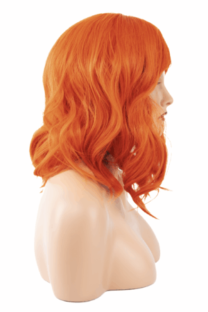Oranje Pruik Curtain Bangs Pony Slag Krul Ginger Roodharig Halloween 2