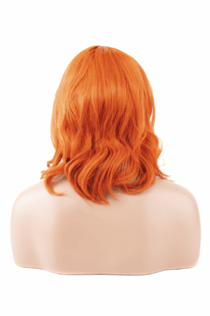 Oranje Pruik Curtain Bangs Pony Slag Krul Ginger Roodharig Halloween 3