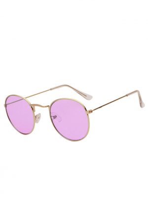 Paars roze bril round metal zonnebril rond