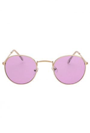 Paars roze bril round metal zonnebril rond