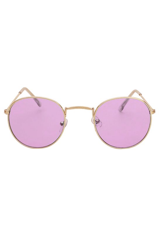 Paars roze bril round metal zonnebril rond