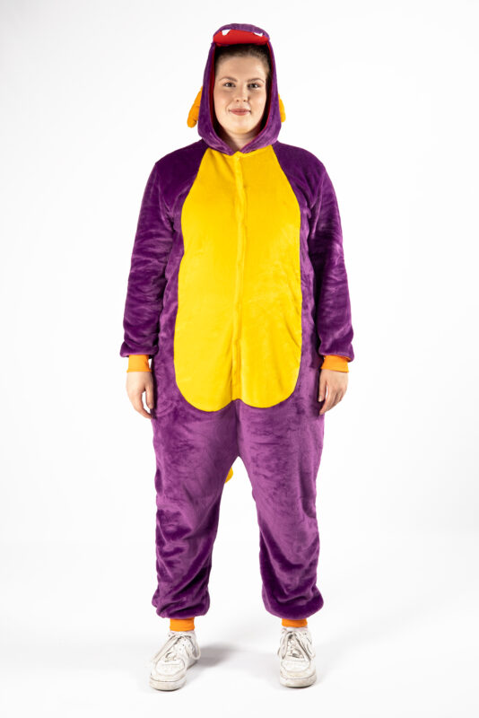 Paarse Draak Onesie Drakenpak Kostuum Pak Halloween Monster 1