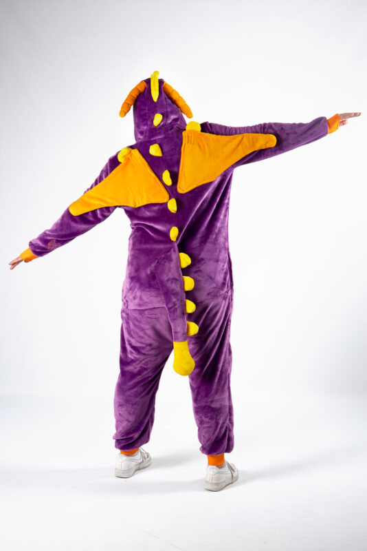 Paarse Draak Onesie Drakenpak Kostuum Pak Halloween Monster 3
