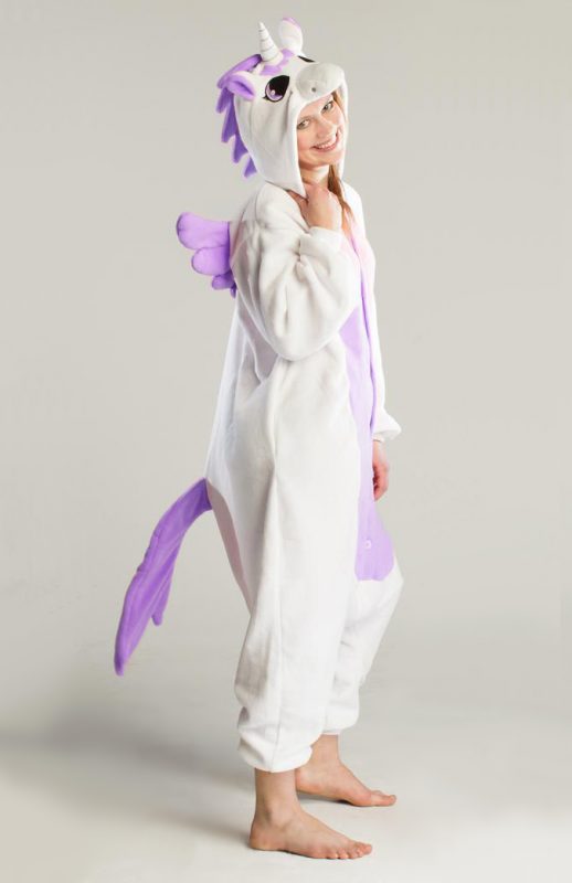 Paarse Pegasus eenhoorn onesie unicorn pak