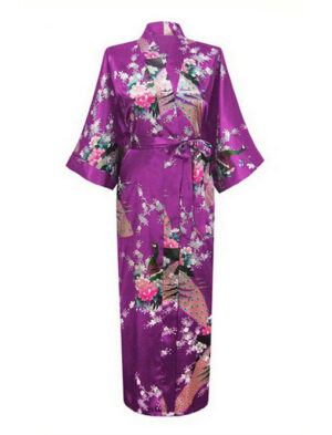 Paarse kimono satijn Japanse satijnen badjas kamerjas geisha ochtendjas yukata