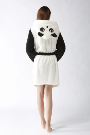 Panda badjas fleece capuchon oortjes