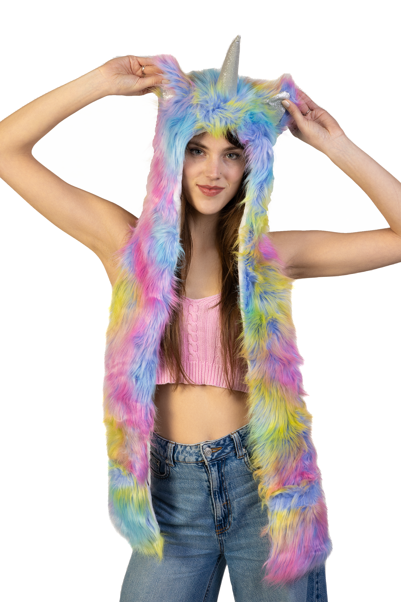 Pastel Eenhoorn Hood Muts Sjaal Wanten Oortjes LED Lampjes 1