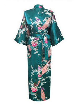 Petrol kimono satijn Japanse satijnen badjas kamerjas geisha ochtendjas yukata