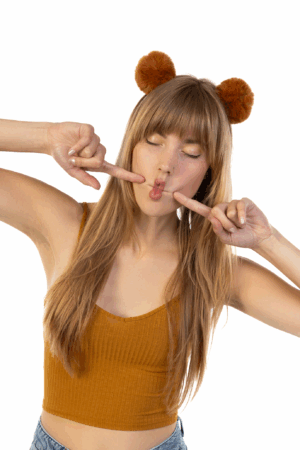 Pompoms Haarband Bruin Bolletjes Zacht Dons Diadeem 1