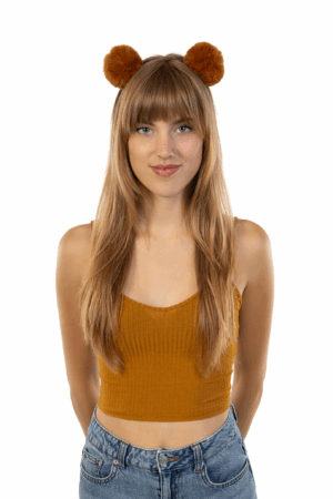 Pompoms Haarband Bruin Bolletjes Zacht Dons Diadeem