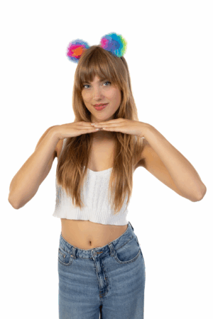 Pompoms Haarband Regenboog Bolletjes Diadeem 2