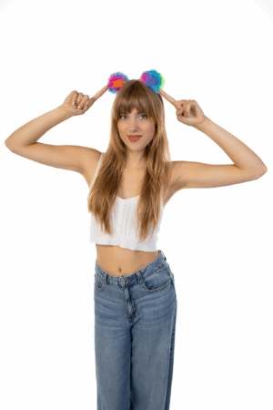 Pompoms Haarband Regenboog Bolletjes Diadeem 3