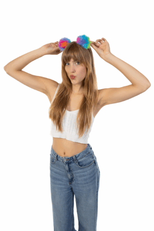 Pompoms Haarband Regenboog Bolletjes Diadeem 4