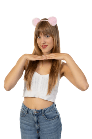 Pompoms Haarband Roze Bolletjes Zacht Dons Diadeem 2