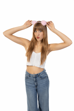 Pompoms Haarband Roze Bolletjes Zacht Dons Diadeem 4