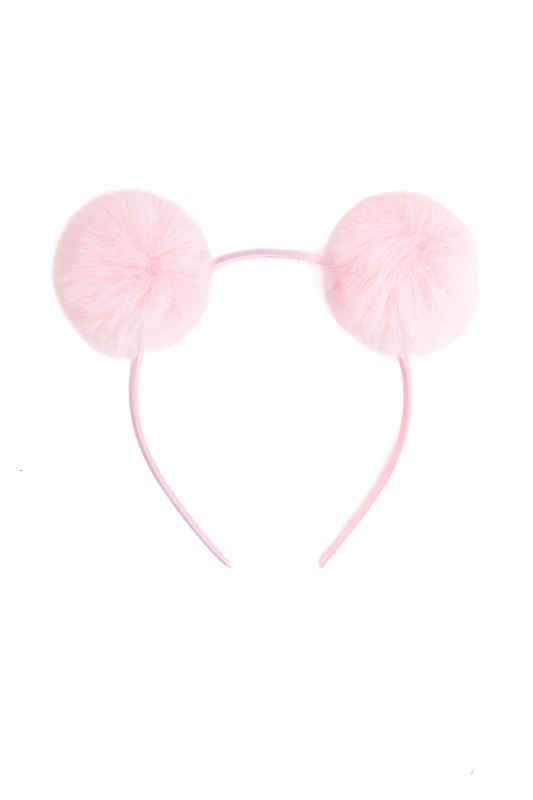 Pompoms Haarband Roze Bolletjes Zacht Dons Diadeem 5
