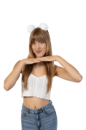 Pompoms Haarband Wit Bolletjes Zacht Dons Diadeem 2