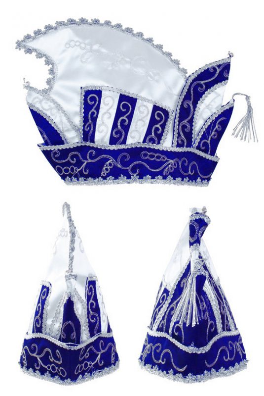 Prins Carnaval steek muts blauw wit zilver