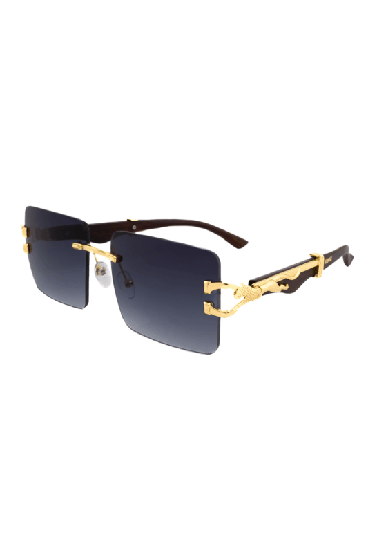 Rechthoek Zonnebril Panter Goud Blauw Luipaard Cheetah