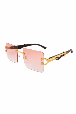 Rechthoek Zonnebril Panter Goud Roze Luipaard Cheetah