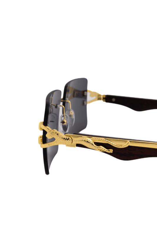 Rechthoek Zonnebril Panter Goud Zwart Luipaard Cheetah 2