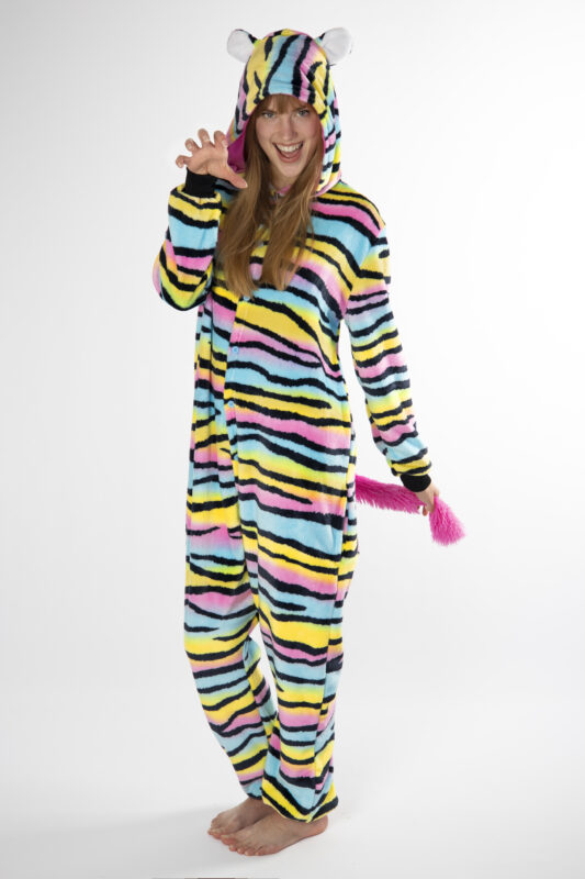 Regenboog Tijger Onesie Zebra Pak Kat Kostuum Huispak Volwassenen