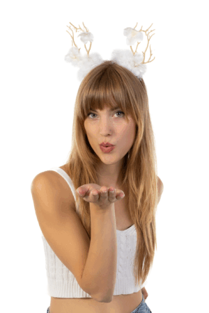 Rendier LED Wit Haarband Kerstmis Gewei Lampjes Diadeem 2