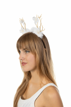 Rendier LED Wit Haarband Kerstmis Gewei Lampjes Diadeem 3