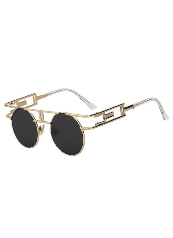 Retro ronde zonnebril steampunk goud