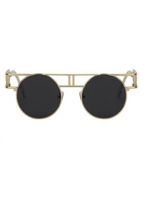 Retro ronde zonnebril steampunk goud