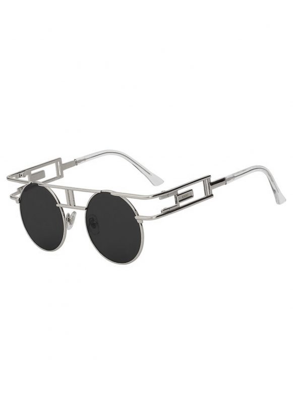 Retro ronde zonnebril steampunk zilver