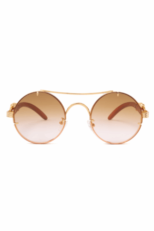 Rond Zonnebril Panter Goud Bruin Gradient Luipaard Cheetah 1