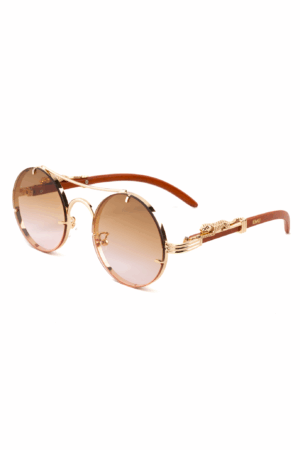 Rond Zonnebril Panter Goud Bruin Gradient Luipaard Cheetah