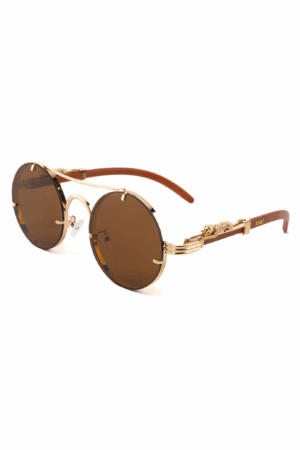Rond Zonnebril Panter Goud Bruin Luipaard Cheetah