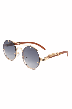 Rond Zonnebril Panter Goud Zwart Gradient Luipaard Cheetah