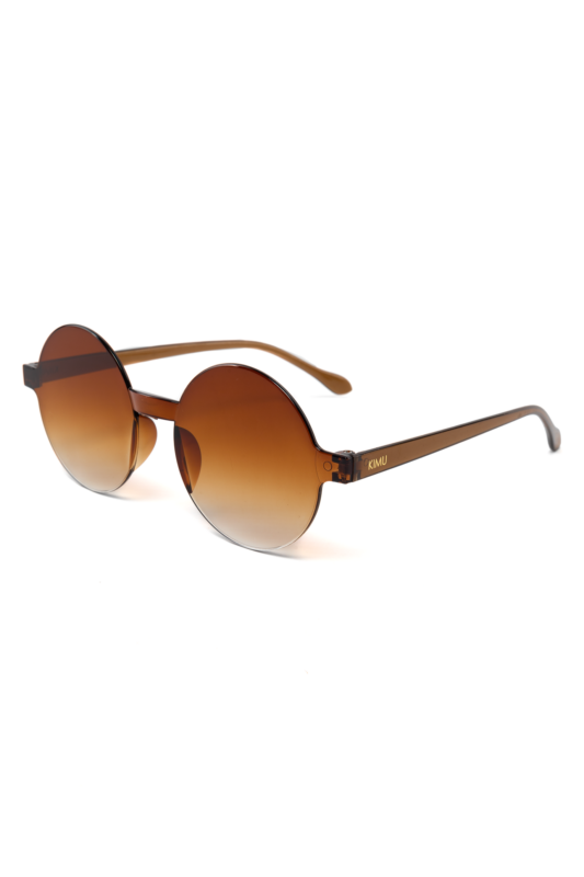 Ronde Zonnebril Bruin Gradient Montuurloos Retro Vintage Hippie